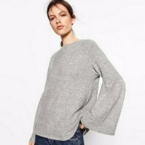 NEW ZARA Trafaluc Grey Bell Sleeve Sweater